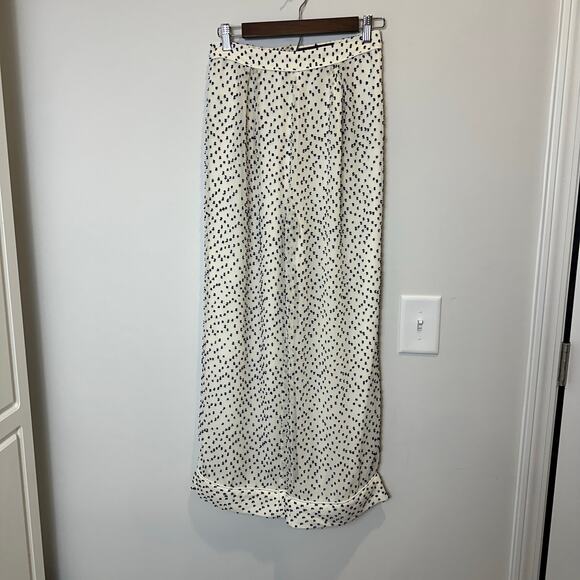 House of Harlow 1960 x Revolve White & Blue Chiffon Wide Leg Ankle Cuff Pant S - Picture 3 of 15